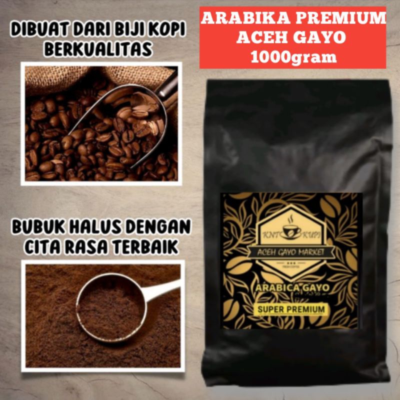 KOPI GAYO ACEH ARABICA PREMIUM 1KG KOPI ACEH ASLI ORIGINAL BUBUK HALUS MURNI CAP TANAH RENCONG.