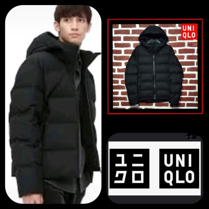 UNIQLO MEN'S SEAMLESS DOWN PARKA WATER REPELLENCY  PUFFER COAT JACKET BLACK