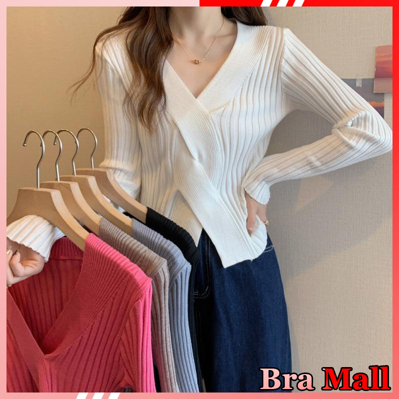 【 Bra Mall 】BJ-044 Pakaian Wanita Baju Atasan Lengan Panjang Import Manset Baju Wanita Premium Sweater Model Kekinian