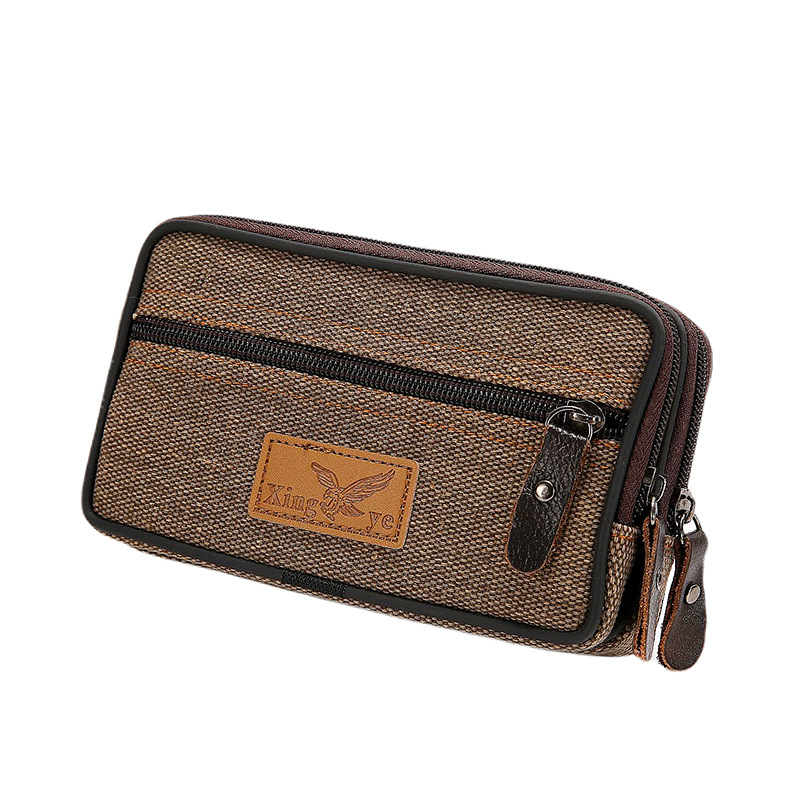 POUCH PRIA IMPORT DOMPET HP PINGGANG ORIGINAL OXFORD COKLAT PREMIUM SIMPLE MURAH FASHION CASUAL QUALIZER WA738B7 MUAT HP COWOK KEREN BRANDED PREMIUM LAKI