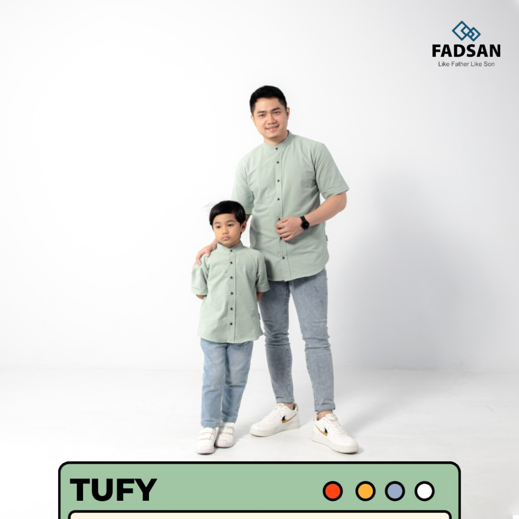 Baju Koko Couple Ayah Dan Anak Bayi Laki Pria Dewasa Lengan Pendek Kekinian Terbaru Tufy Series Warn