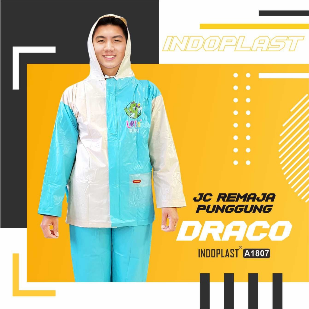 Jas Hujan Anak Remaja Jaket Celana Backpack Indoplast Draco Tas Punggung
