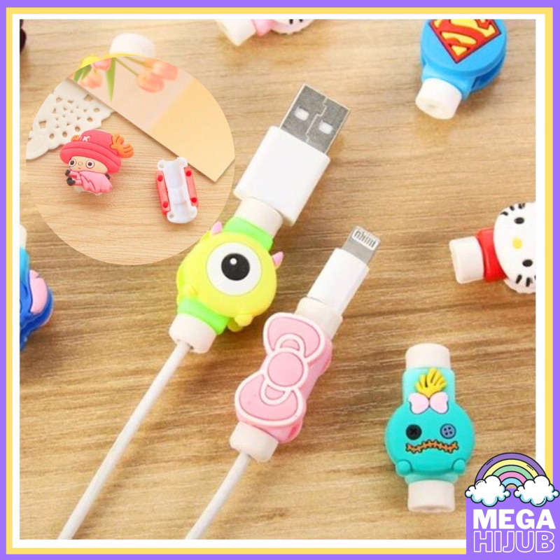 (Karakter) Pelindung Ujung Kabel Charger Handphone Karakter Korean Style USB Cable Hp Protection