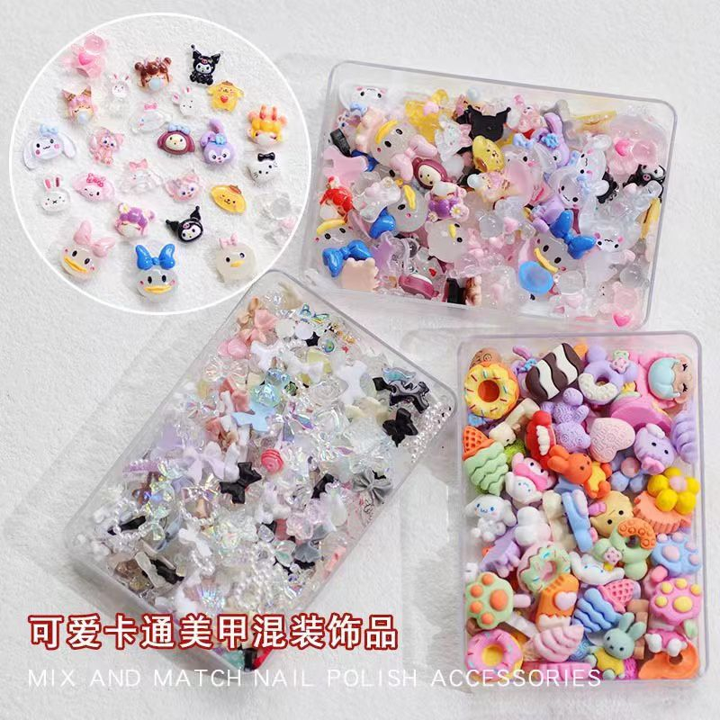 1BOX RESIN 3D TSUMTSUM DEKORASI NAIL ART BOW MIX STYLE BEST SELLER / 3D KARAKTER INSTANT NAIL ART