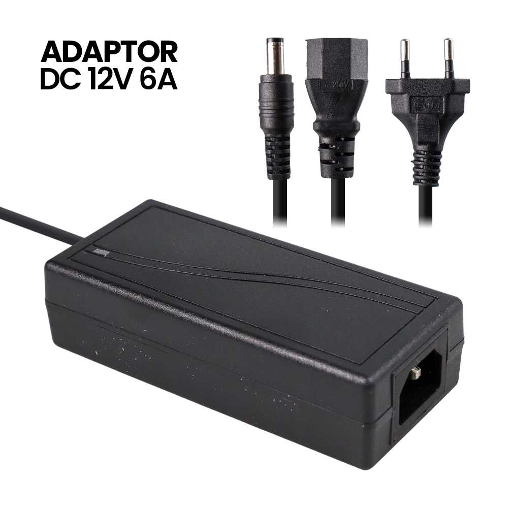 Power Adaptor LED Strip Monitor DC 12V 6A Adapter Daya Colokan EU Peralatan Elektronik Berkualitas