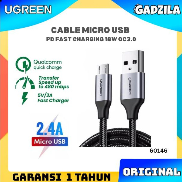 UGREEN Kabel Charger Micro USB Cable Data Fast Charging 18W Oppo Vivo US290 6014