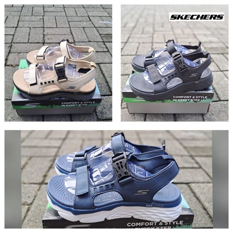 SKECHERS PRIA / SKECHERS SANDAL MAX CUSHIONING MAN / SANDAL SKECHERS PRIA / SANDAL GUNUNG PRIA