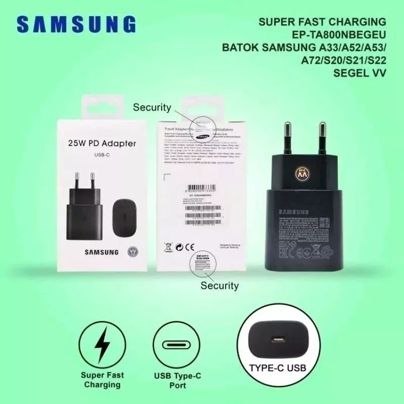 Batok Travel Adaptor Samsung Note 10 25W Usb C Fast Charging Original 99,9% Ol