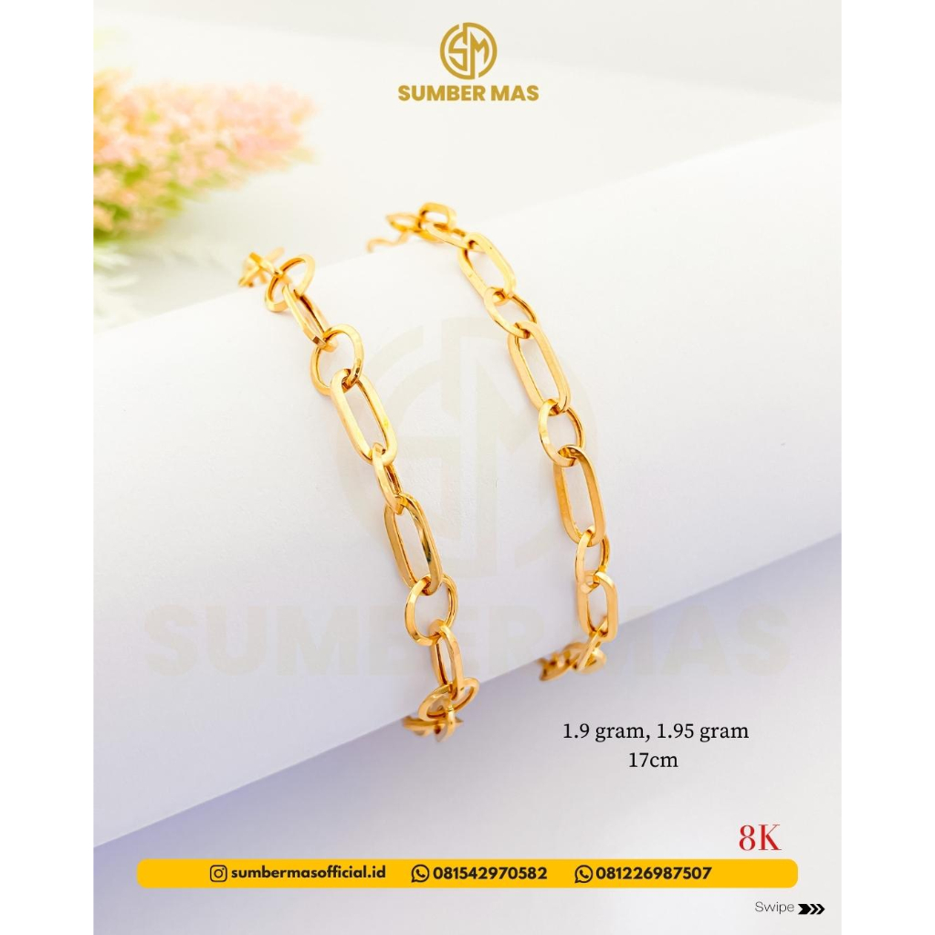 GELANG RANTE PAPERCLIP VARIASI FASHION 8K - SUMBER MAS