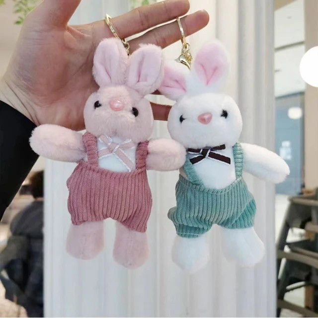 Gantungan kunci boneka rabbit bora classic besar import fluffy