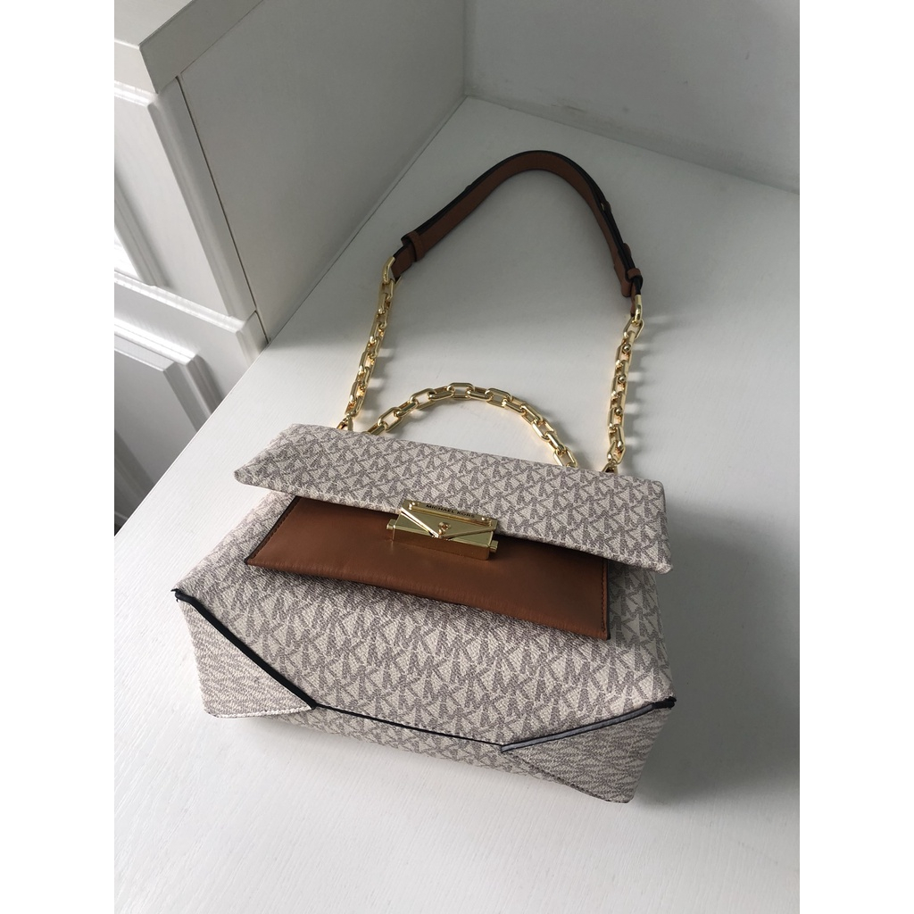 （Shopee live）Michael Kors 012 m-k new cece series medium old flower patchwork leather commuter OL style shoulder bag messenger bag