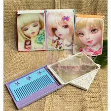 ✿ELYSABETHME✿ Cermin lipat + sisir mini 3D aksesoris lucu travel