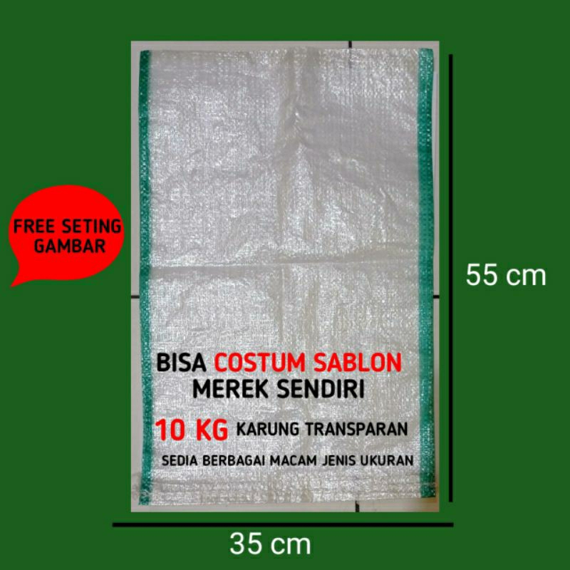 Karung Beras 10 kg Ukuran 35x55 Bisa custom merek sendiri