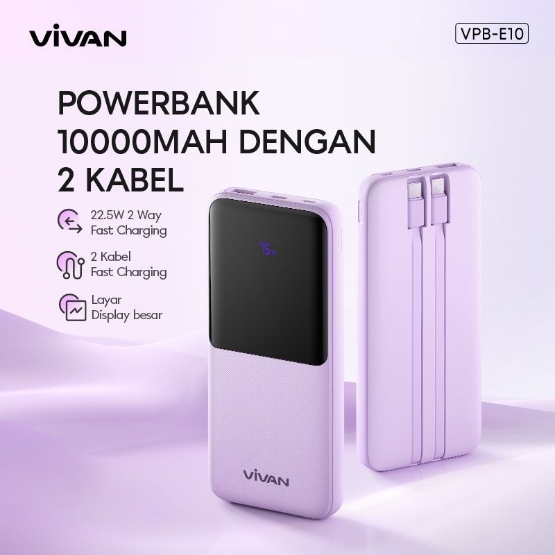 Vivan VPB-E20 Powerbank 10000mAh Quick Charge 22.5W 5A 4 Output