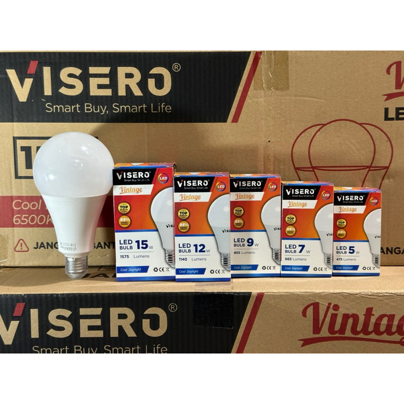 VISERO VINTAGE 5W 7W 9W 12W 15W 18W 21W / 5 Watt 7 Watt 9 Watt 12 Watt 15 Watt 18 Watt 21 Watt Lampu Bohlam Led Bulb E27 Putih