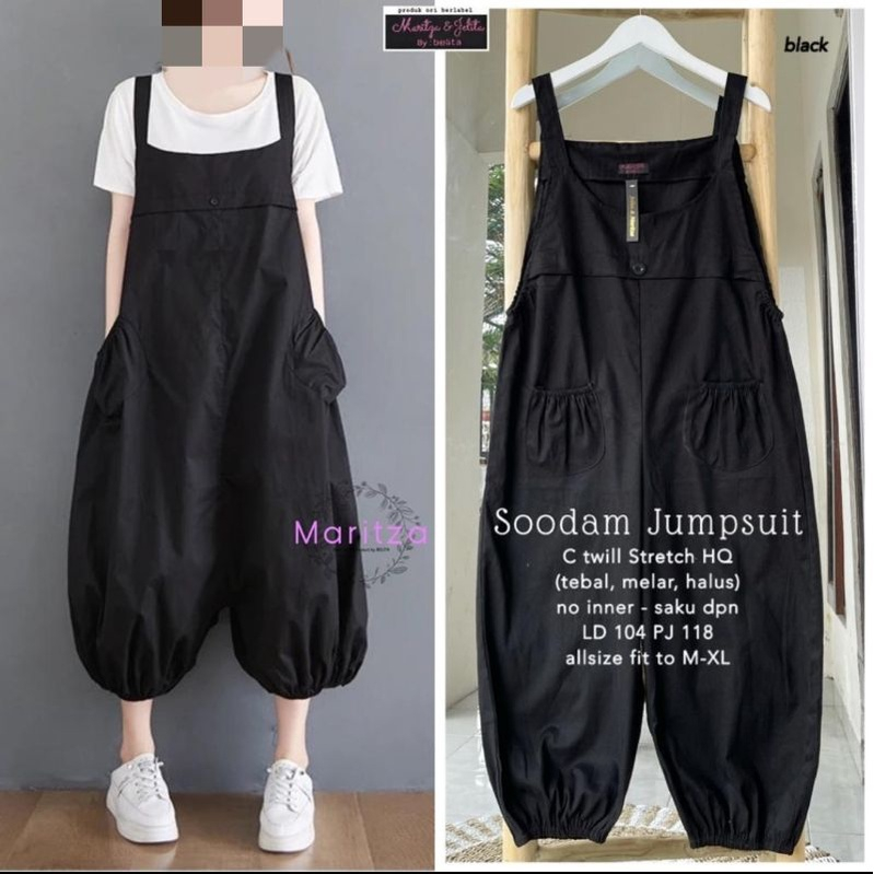 DB - Jiel Jumsuit Set Kaos Manset Katun Twill Stretch Tebal / Momo Overall Jiel Jumpsuit Baju Kodok / Soodam Jumpsuit / Alexia Jumpsuit  Bahan Cotton Twill Stretch Premium Gaya Wanita Korea