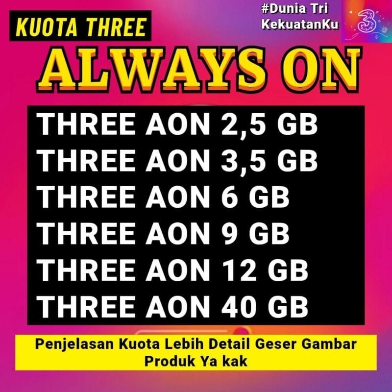 KUOTA DATA PAKET DATA KUOTA INTERNET THREE 3 TRI ++
