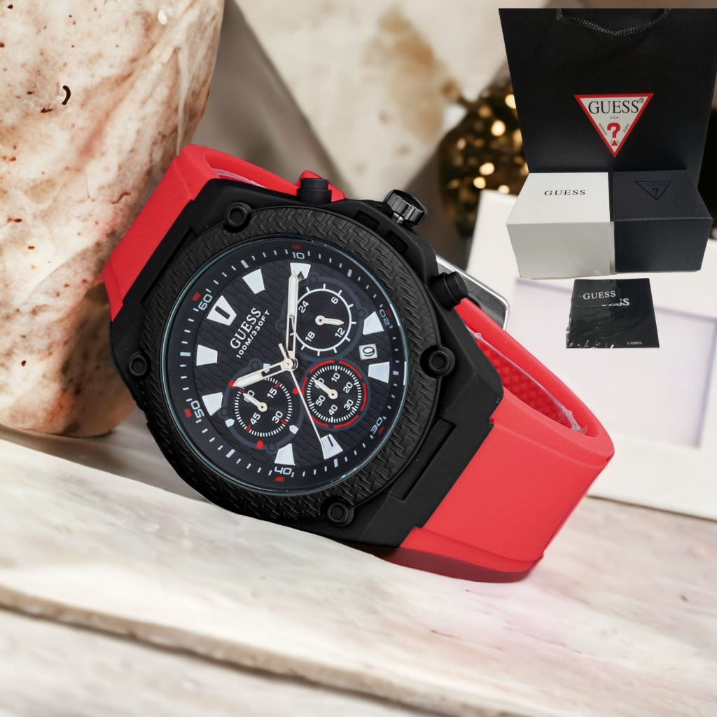 Grosir Jam Tangan Pria Fashion Guess PJ 1049 Tanggal Dan Chrono Aktif 4.5cm free box