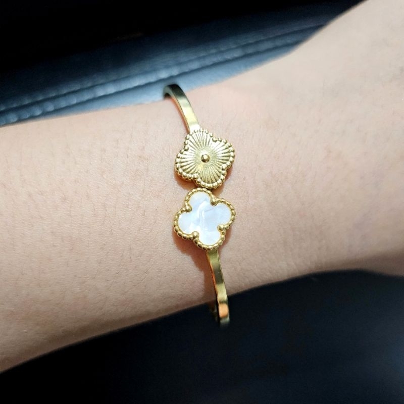 Gelang Titanium Asli Gold motif eLv Premium Quality Anti karat anti alergi Stainless steel ori G37