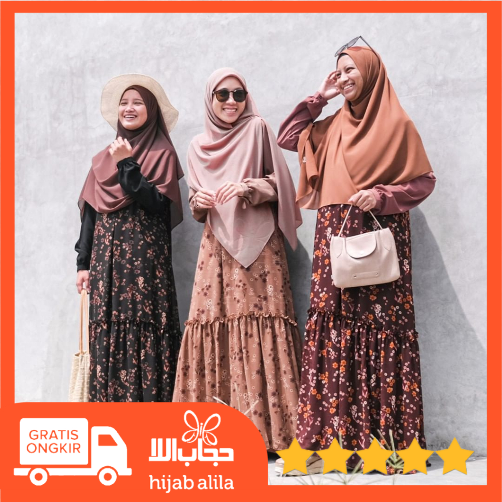GAMIS KAIA BLOOM MOTIF HIJAB ALILA