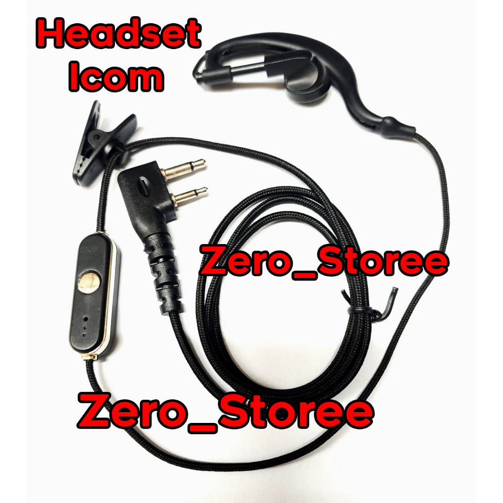NYAMAN Handsfree Icom Headset Earmic HT Tekuk Tali sepatu Earpiece V80 V86 V8 V88 Hetset Hansfri Headset HT ICOM MIC WO