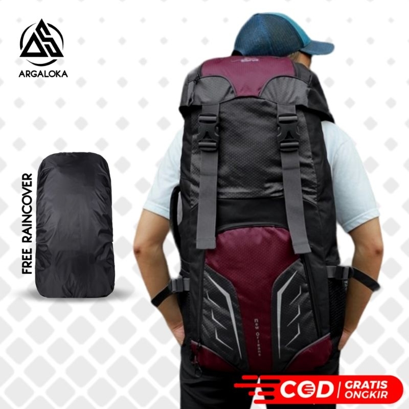 ARGL Tas Ransel Gunung Pria Tas Keril Carrier Kapasitas 60 Liter Tas Punggung Cowok Besar Backpack Outdoor