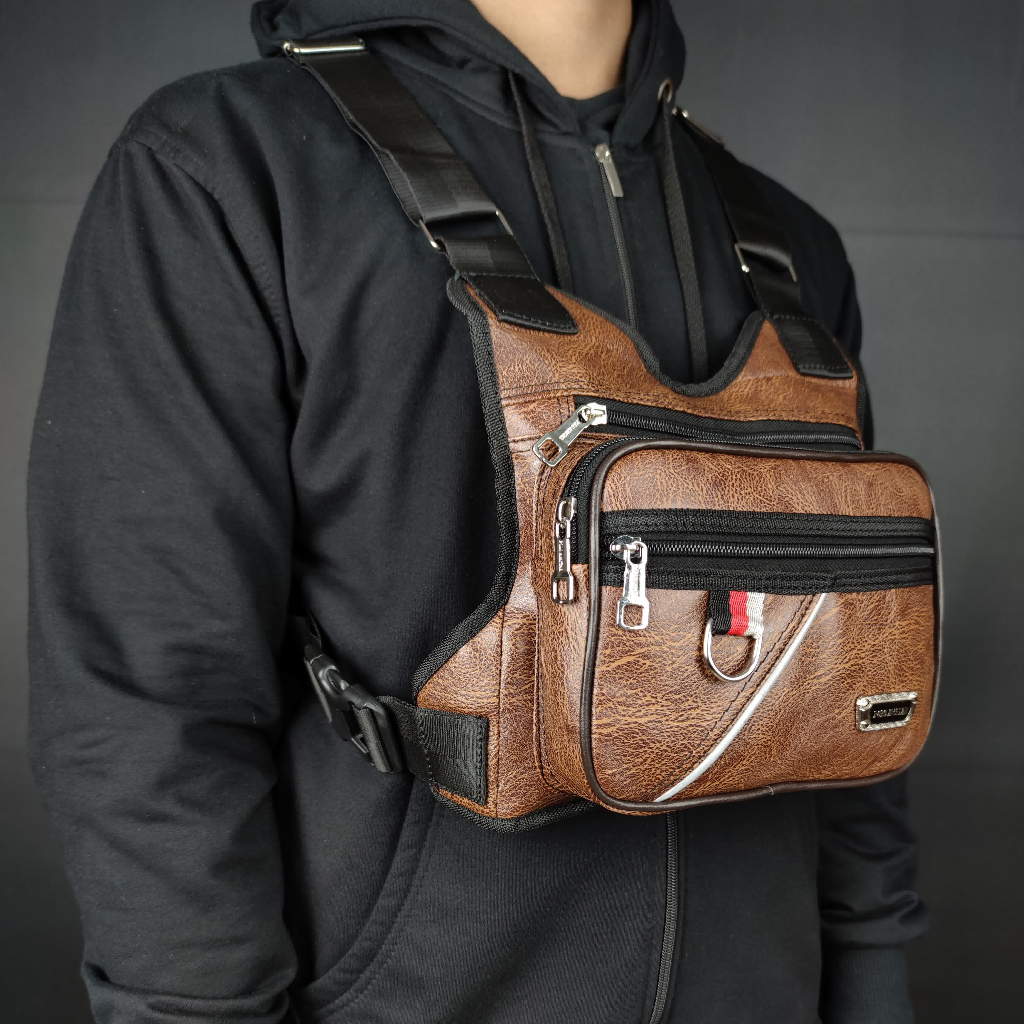 TAS SALEMPANG CHEST BAG CHEST RIG BAG TAS DADA KULIT PU LEATHER POLO AMSTAR