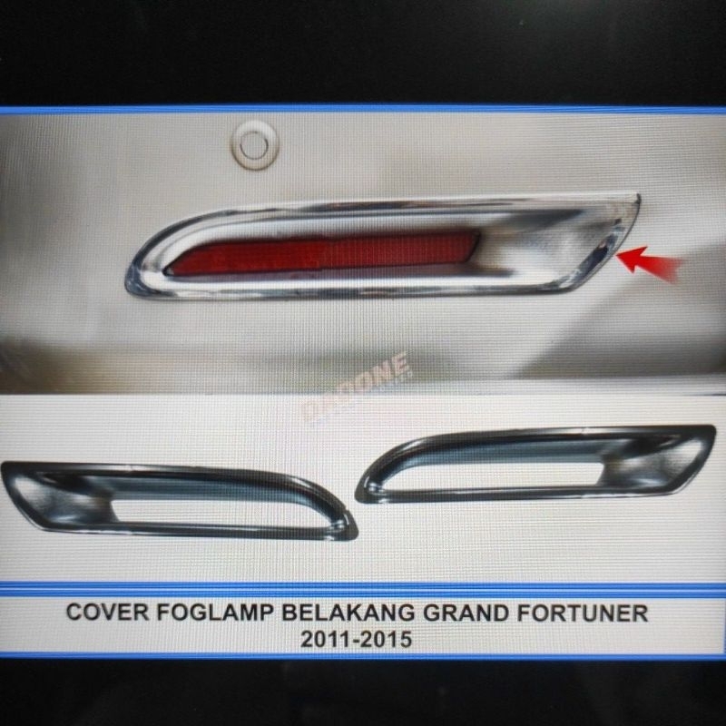 cover ring reflektor bumper belakang mobil toyota grand fortuner 2011 sampai 2015 2014 2013 2012 chrome crome tempel mata kucing