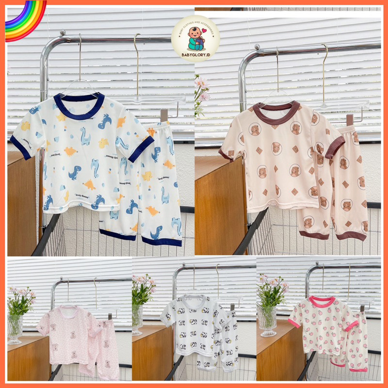 Piyama dua potong/pakaian kasual untuk anak/baju tidur anak/pakaian anak import setelan anak import