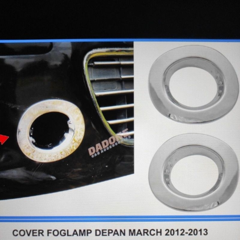 cover ring lampu foglamp bumper depan mobil nissan march 2012 2013 chrome crome