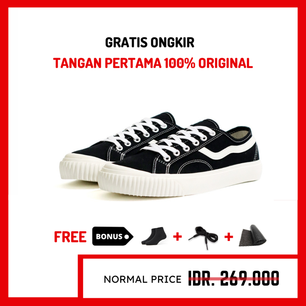 Sepatu Brand Lokal Kasual Pria Wanita No Brand Black White Low Not Sneakers Ventela Public Suede Low