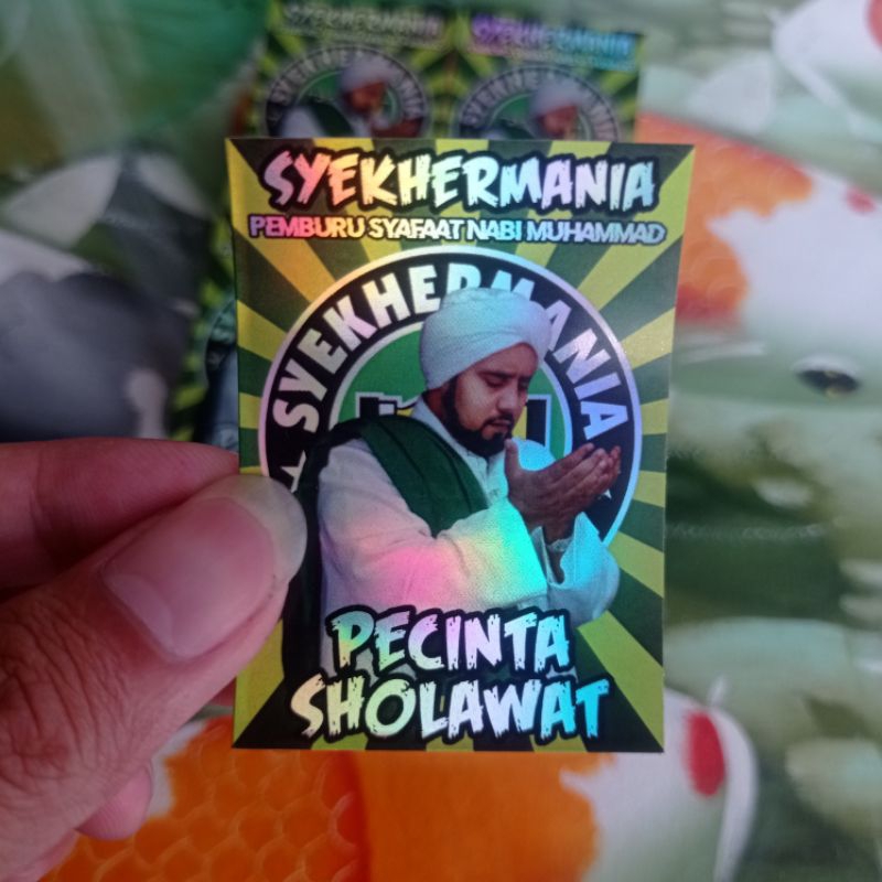 

(Minimal Order 10 pcs) Stiker Hologram Syekhermania Pecinta Sholawat Background Hijau