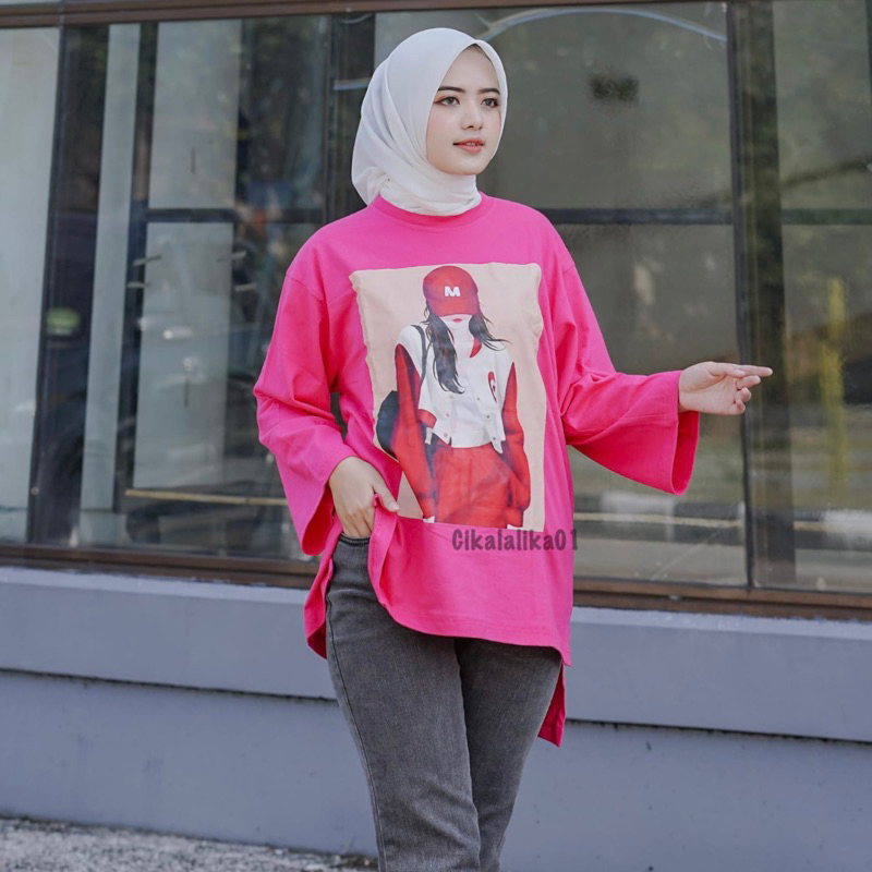 tunik kaos sablonprint kekinian