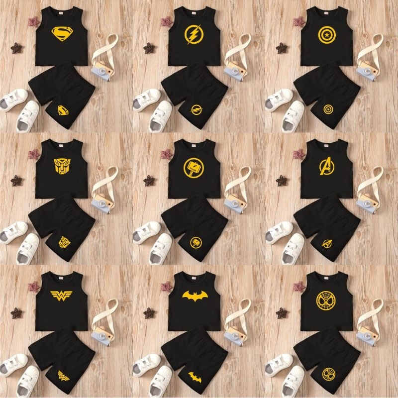 SETELAN SINGLET ANAK SUPER HERO/SETELAN SINGLET ANAK ANAK PREMIUM/SET ANAK UMUR 0-5 TAHUN