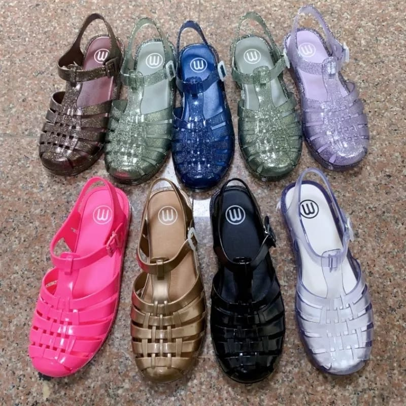 Meisha colour glitter/sandal wanita import/jelly shoes wanita/sandal jelly viral glitter