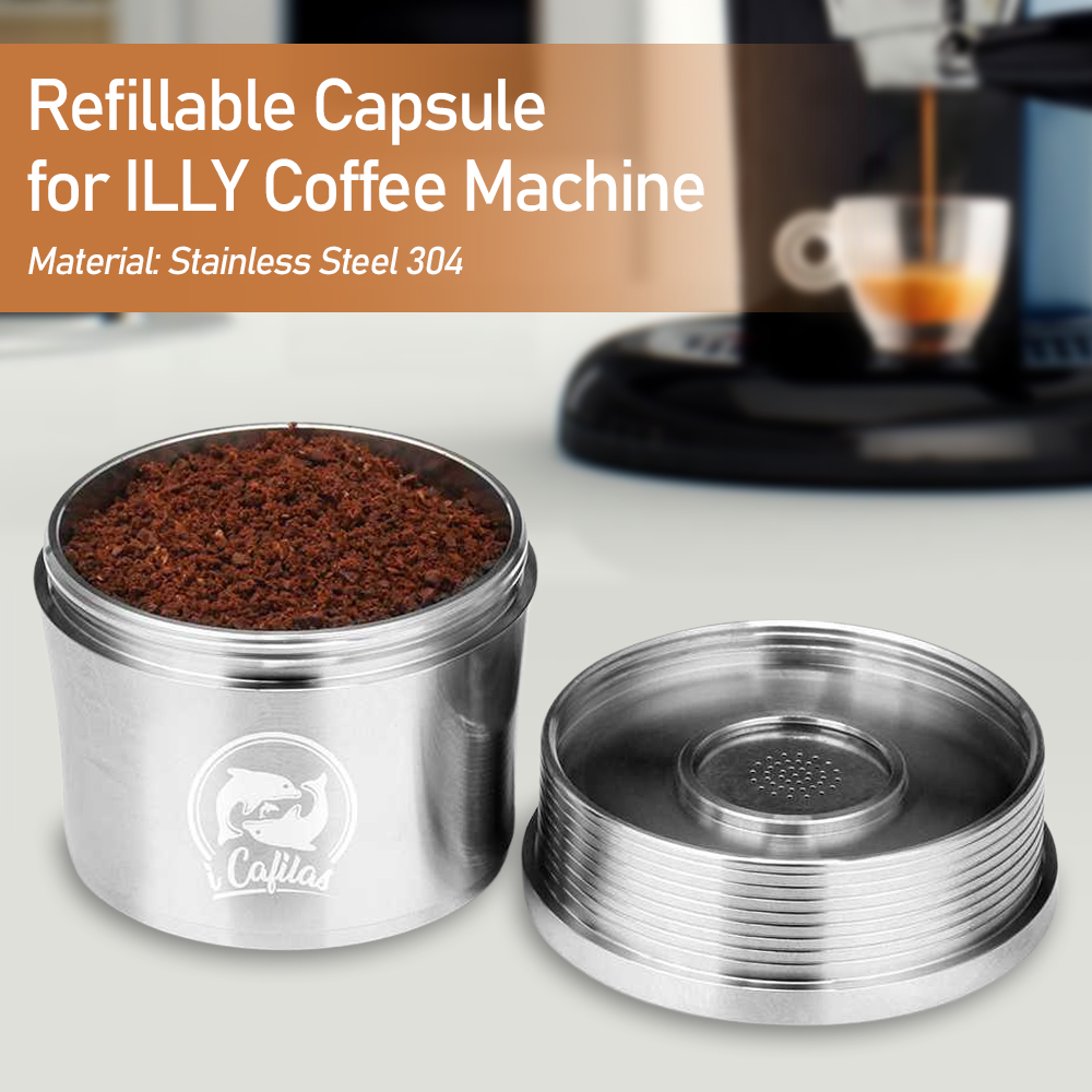 iCafilas Refillable Capsule Stainless Steel for ILLY Coffee Machine - Silver