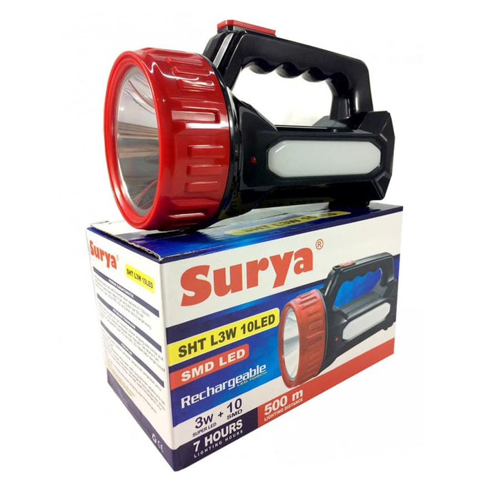 Surya Senter Tangan SHT L3W 10SMD LED Cahaya Putih + Emergency LED