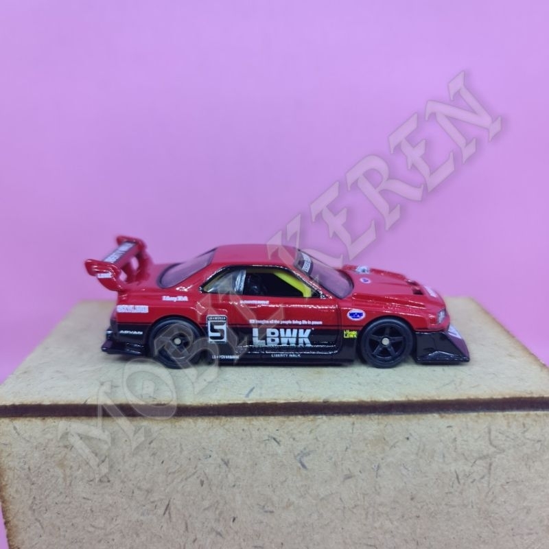 diecast Hot Wheels Loose LB-ER34 Super Silhouette Nissan Skyline Red Ban Karet