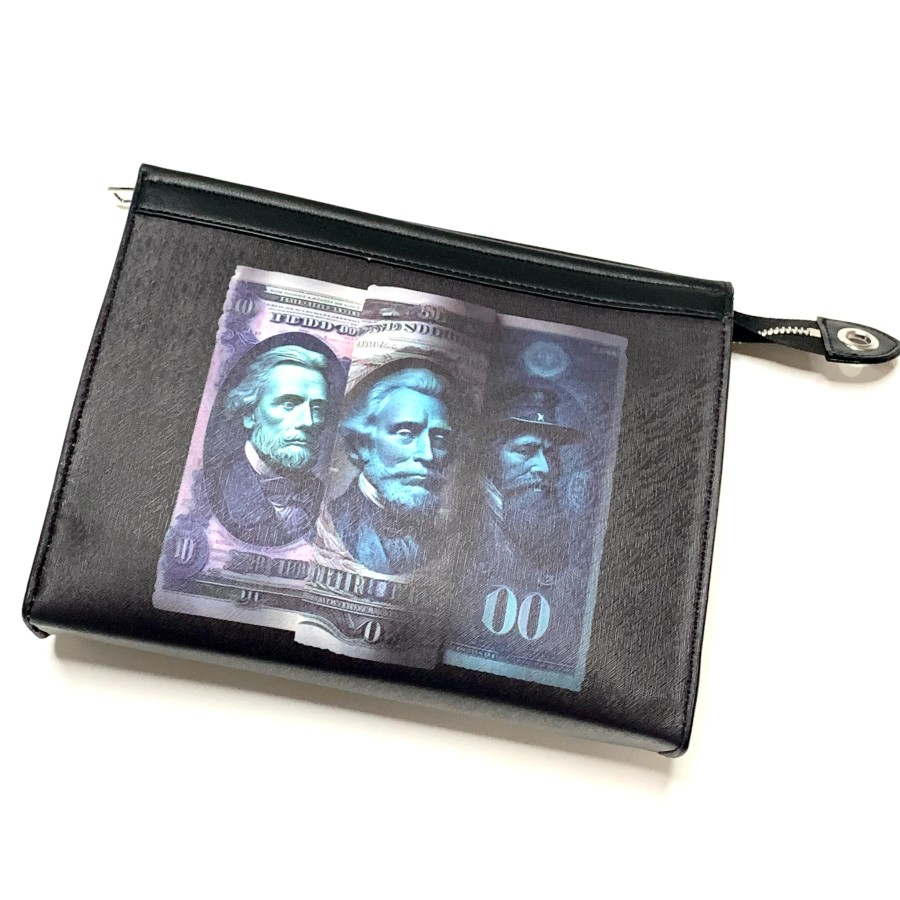 Tas Tangan Unisex Clutch Pria Wanita Tas Tangan Kulit DOLLAR BILLS