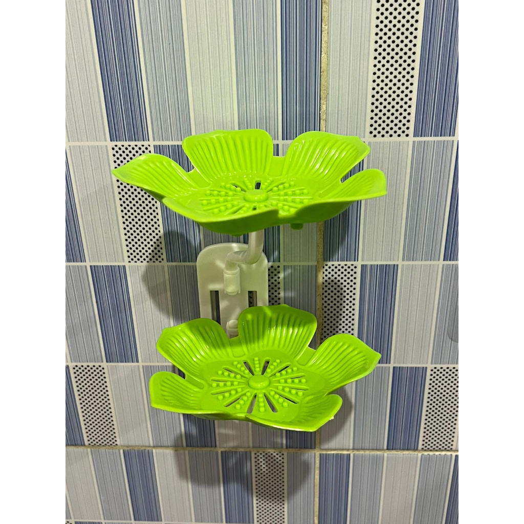 Holder Tempat Sabun Batang Spons 2 Tingkat Bentuk Bunga