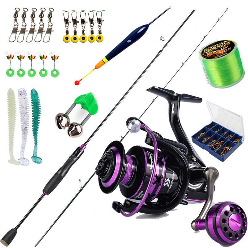 Pancing Set Fishing Rod 2 Sections Carbon Fiber 1.8M 2.1M Slow Rocking Spinning Fishing Rod Soft Two Color Fishing Rod Fishing Rod