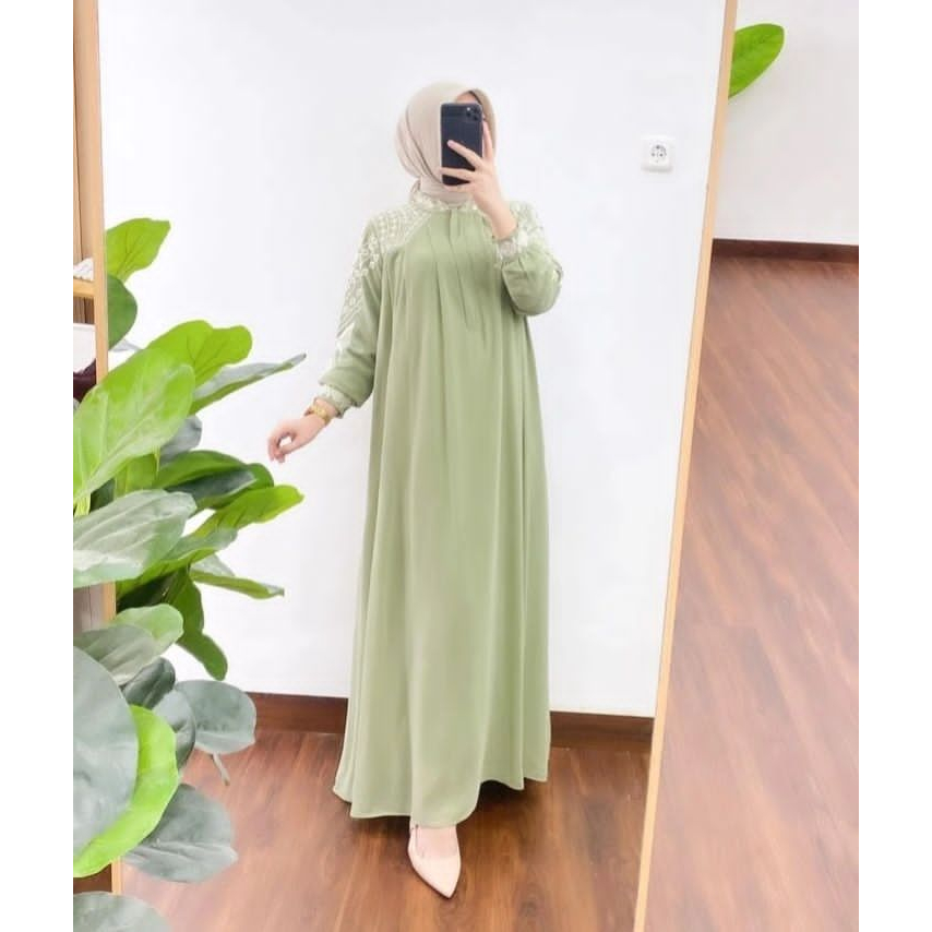 Grosir Busana Muslim New Arrival Baju Gamis Abaya Haily Turki Basic Terbaru Fashion Muslim Wanita Series Lebaran Idul Adha / Haji Bahan Ceruty Babydoll Mix Bodir Asli