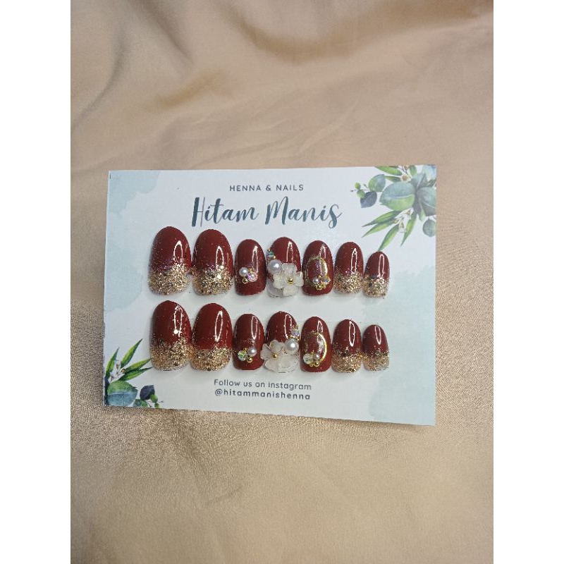 nailart maroon / kuku palsu maroon / kuku palsu wedding/nailart wedding/ kuku palsu murah / nailart 