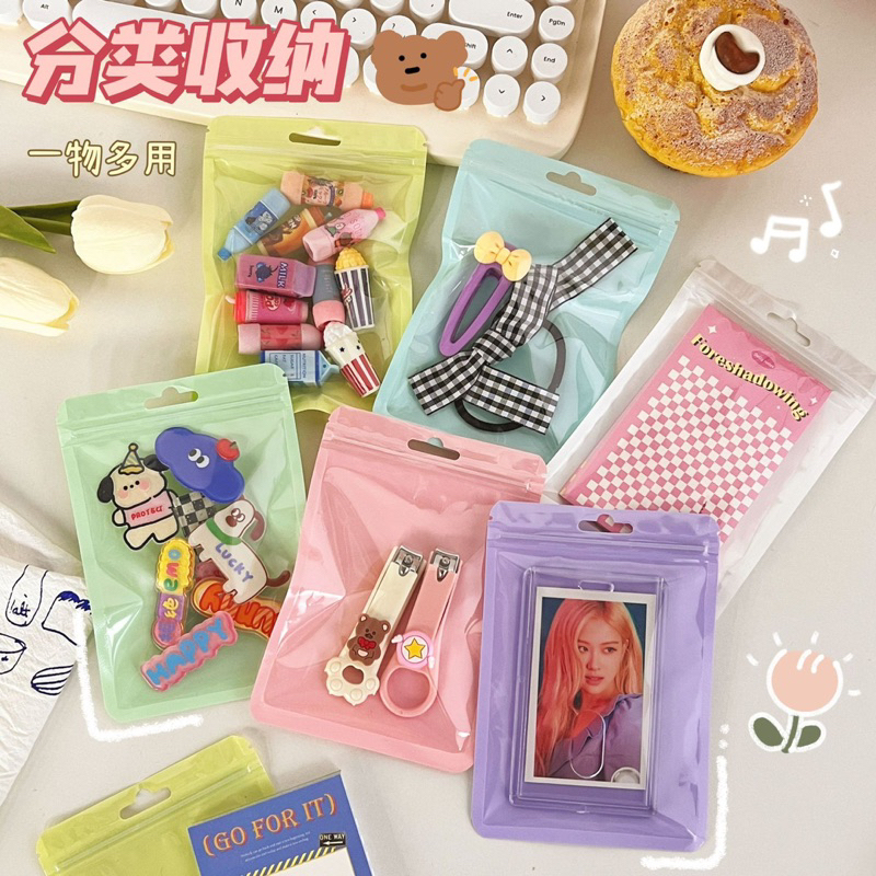 

Macaron Ziplock Bag Plastic Thickened Transparant Color Storage Card Holder Sealed Packaging Bag Kantong Zipper Untuk Photocard PC Kpop Tempat Wadah Kartu Jepitan Permen Ikat Rambut Import Aesthetic Lucu Warna Pastel