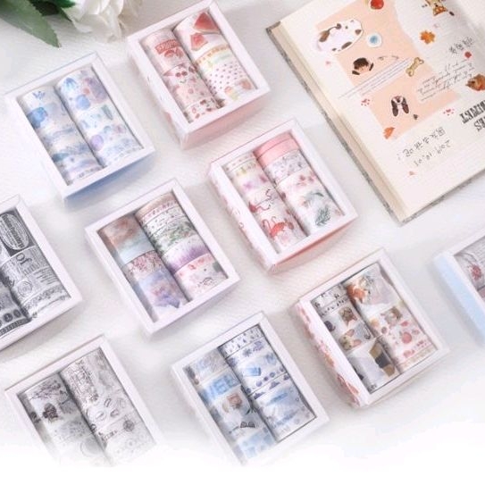 

washi tape 10 pcs / set campur ukuran motif bisa pilih tape