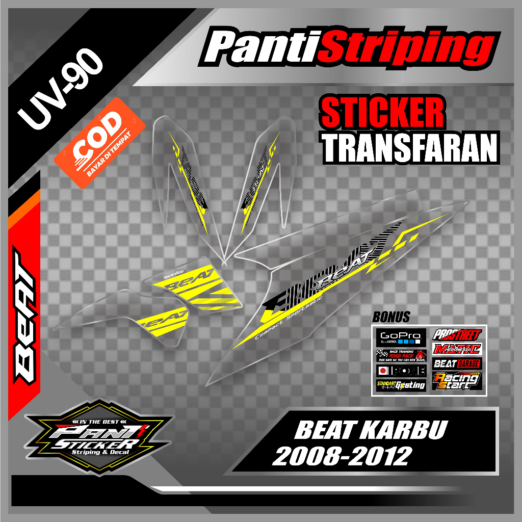 Striping Beat Karbu List Beat 2008 Sampai 2012 List Transparan Bening Maxdecal UV // Sticker List Va