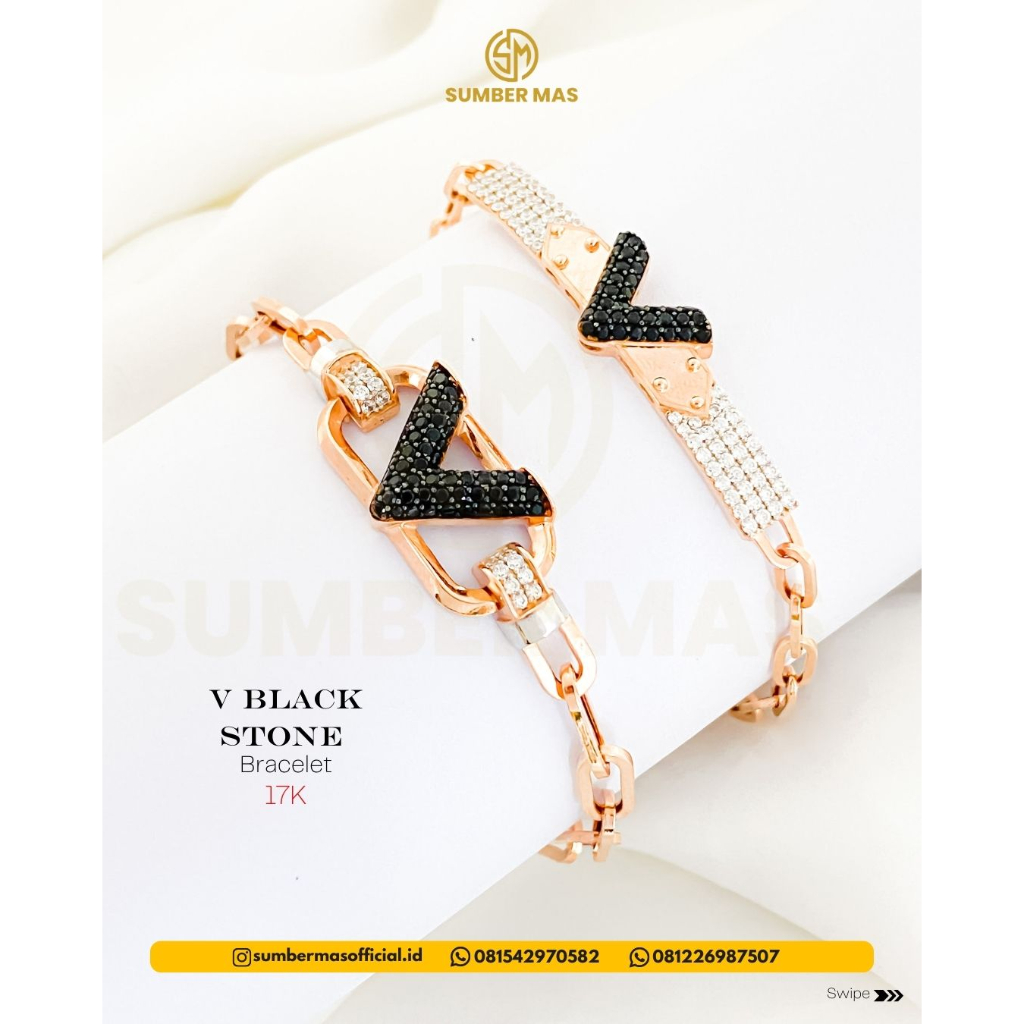 GELANG V BLACK STONE FASHION 17K - SUMBER MAS