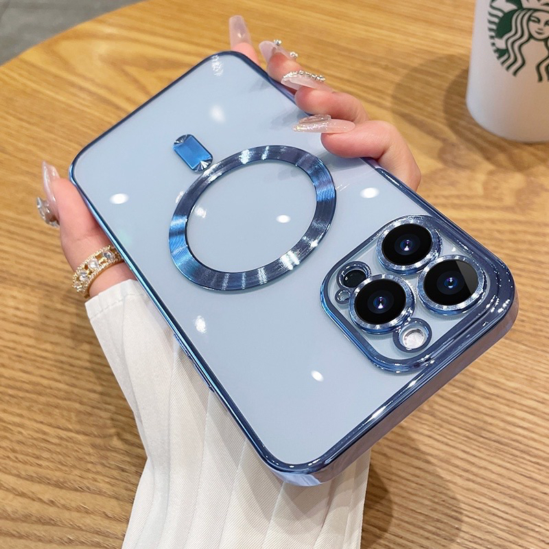 ULTRA PLATED MAGSAFE WITH LENSPRO ELECTRO METALIC Case iPhone 14 13 12 11 PRO MAX iPhone 14 PLUS-EPM - SIERRA BLUE