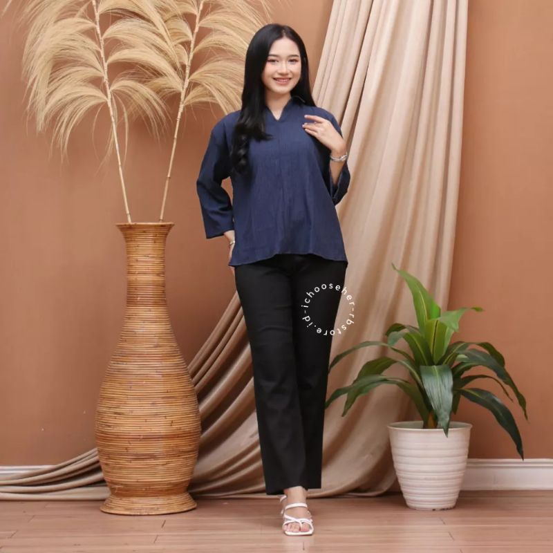 Kemeja Wanita Agatha Blouse Basic Lady Crush Oversize