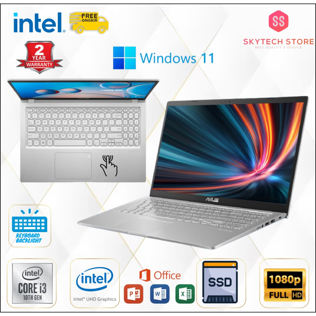 ASUS VIVOBOOK A516JAO INTEL CORE i3 1005G1 RAM8GB SSD256GB FHD WINDOWS 11 &amp; OHS 2021 ORIGINAL